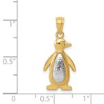 14K Two-tone Polished and Textured Penguin Pendant - Image 4