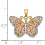 14k Two-tone with White Rhodium Cut-out 2-level Butterfly Pendant - Image 4