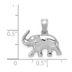 14k White Gold 3-D Polished Elephant Pendant - Image 4