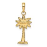 14K Gold Polished and Textured 2-D Palmetto Palm Tree Pendant - Image 3