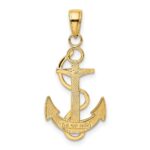 14k Polished Anchor with Textured Rope Pendant - Image 3
