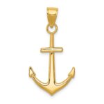 14K Gold Polished Anchor Pendant