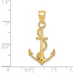 14K Gold Polished Anchor with Rope Pendant - Image 4
