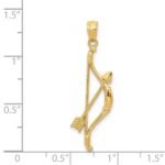 14k Polished and Textured Bow and Arrow Pendant - Image 4