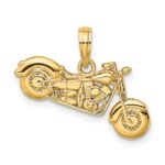 14K Polished and Textured 3-D Motorcycle Pendant - Image 3