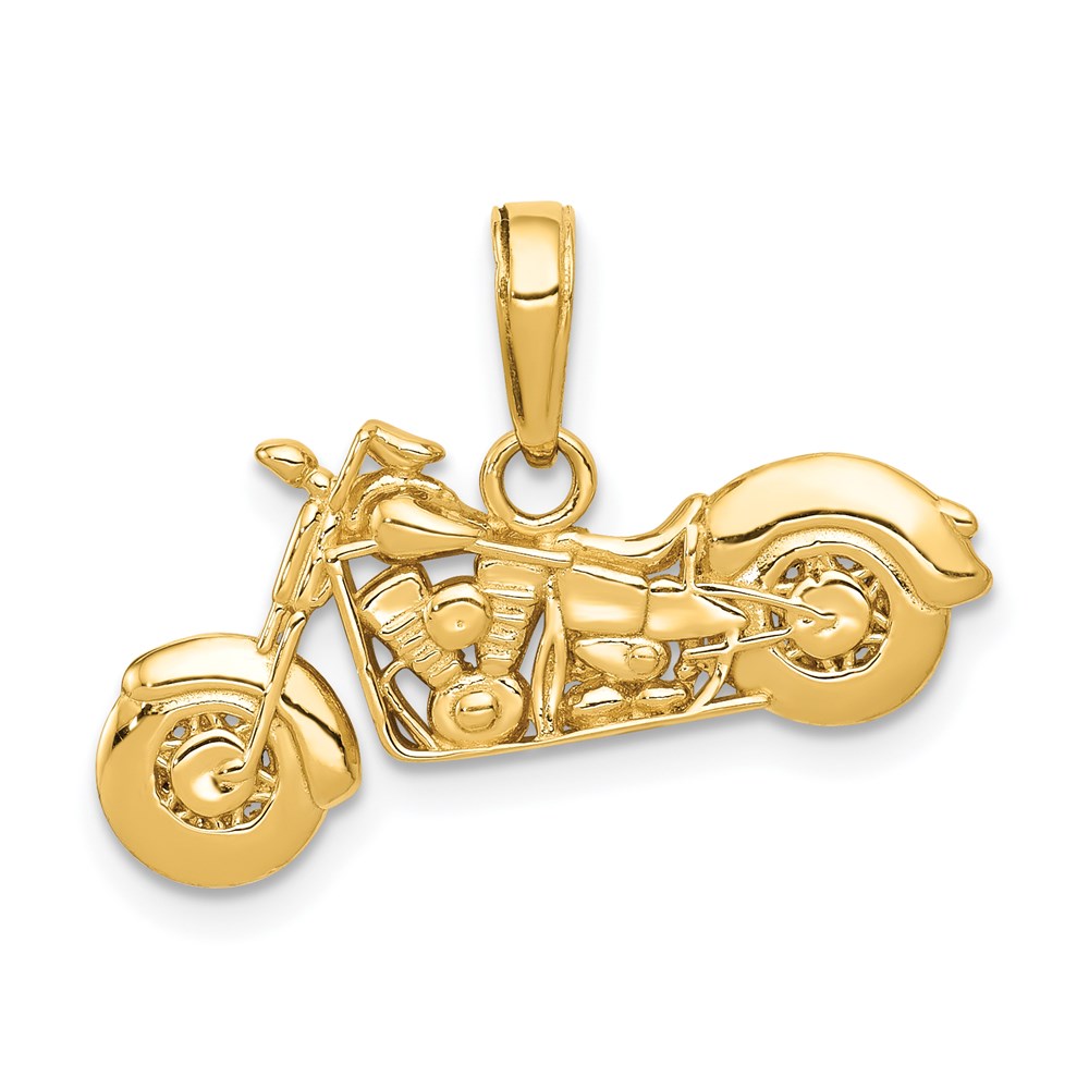 K5411.jpg 14K Polished and Textured 3-D Motorcycle Pendant - Image 1