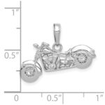 14K White Gold Polished and Textured 3-D Motorcycle Pendant - Image 4