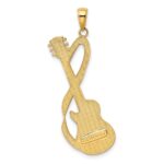 14k Large Electric Guitar with Strap Textured Pendant - Image 3