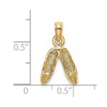 14K 3-D Polished Textured Ballerina Slippers Charm - Image 3