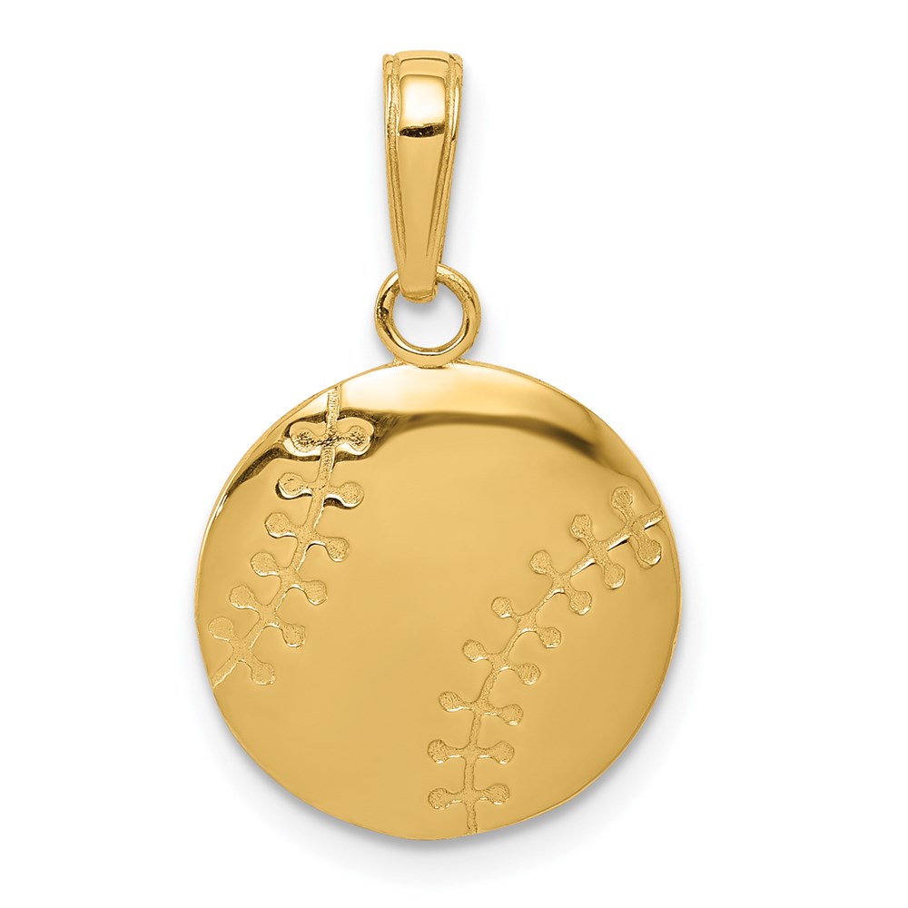 K5432.jpg 14K Gold Polished Baseball Closed Back Pendant - Image 1