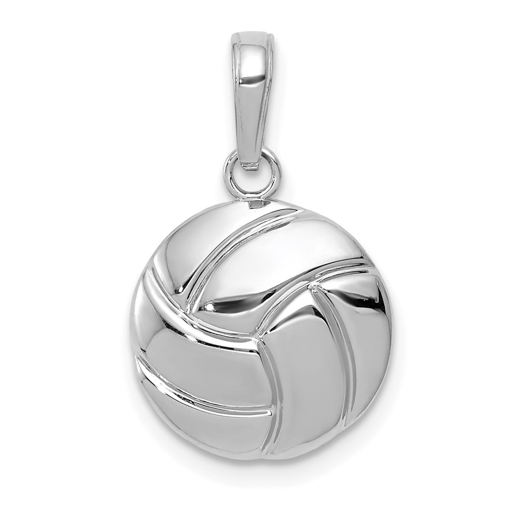K5433W.jpg 14K White Gold Polished Domed Volleyball Pendant - Image 1