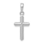 14K White Gold Polished Cross With Striped Border Pendant