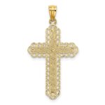 14K Two-tone Polished 2-Level Filigree Cross Pendant - Image 3