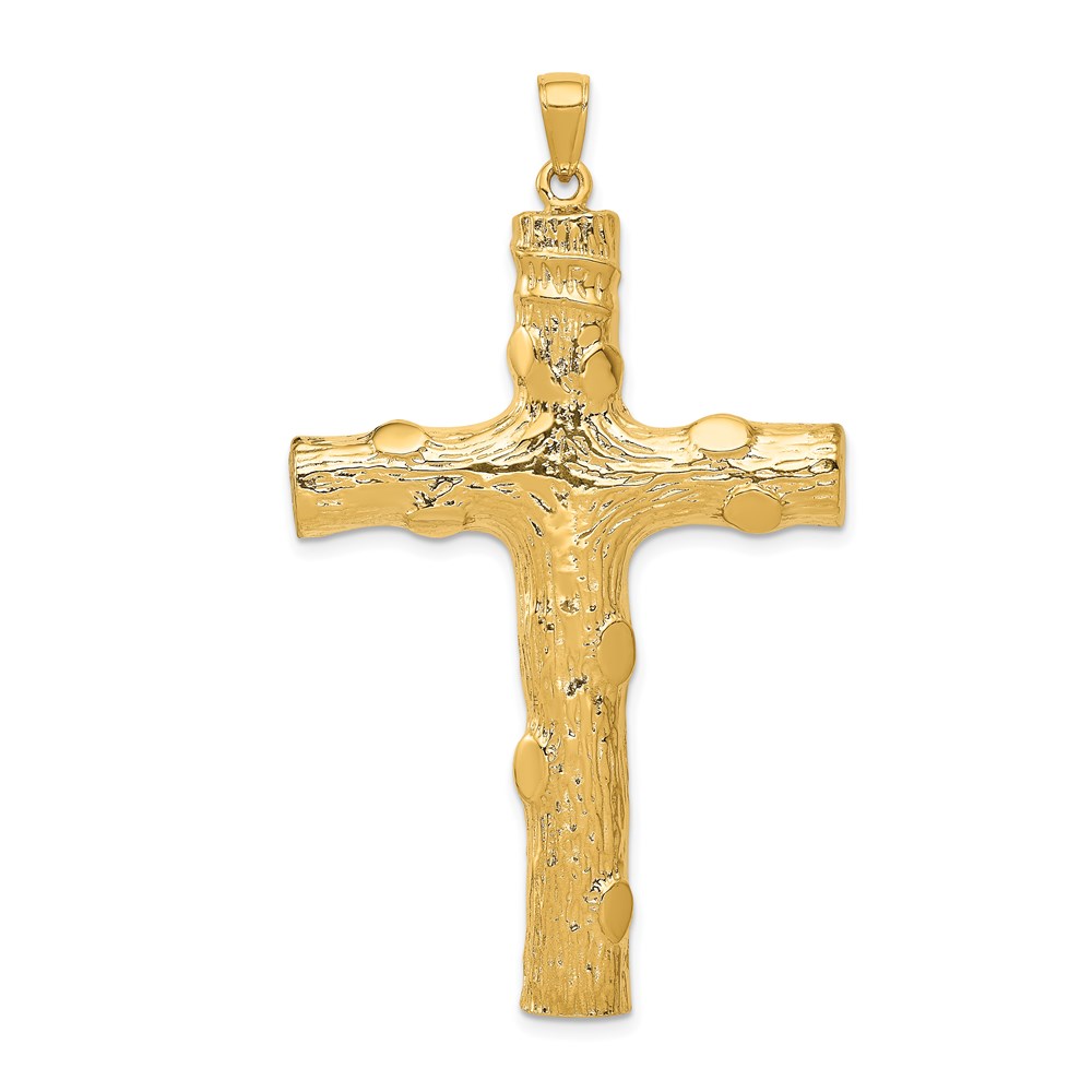 K5459.jpg 14K Large Tree Textured Cross Pendant - Image 1