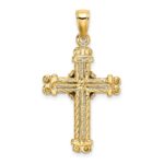 14K Gold Polished / Textured Cross Pendant - Image 3