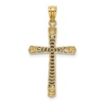14K Two-tone Polished Diamond-cut Cross Pendant - Image 3