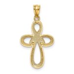 14K Two-tone Polished Pink Ribbon Cross Pendant - Image 3