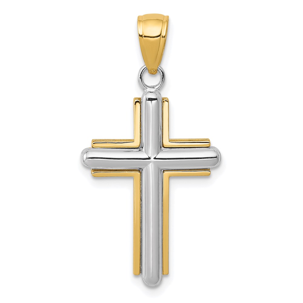 K5489.jpg 14k Two-tone Cross Pendant - Image 1