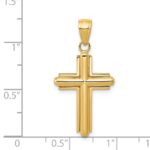 14K Polished Beveled Stick Cross with Frame Pendant - Image 3