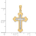14k Two-tone Polished Budded Cross Pendant - Image 3