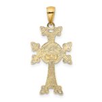 14K Polished and Textured Armenian Cross Pendant - Image 3