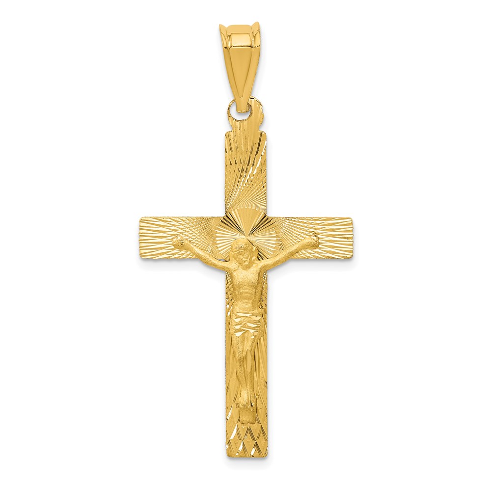 K5543.jpg 14k Polished Satin and Diamond-cut Crucifix Pendant - Image 1