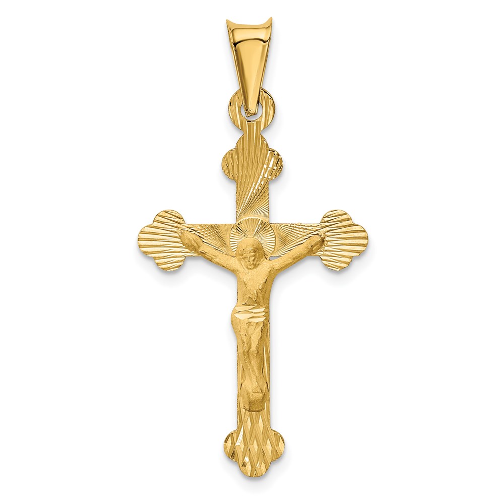 K5554.jpg 14k Polished Satin and Diamond-cut Crucifix Pendant - Image 1
