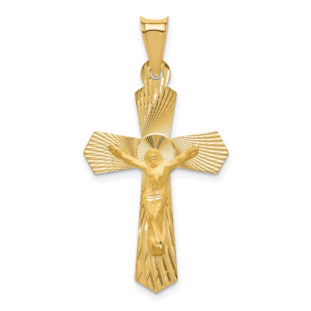 K5557.jpg 14k Polished Satin and Diamond-cut Crucifix Pendant - Image 1