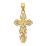 14K Polished Crucifix with Lace Trim Pendant