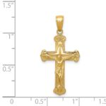 14K Polished Textured Crucifix Pendant - Image 3