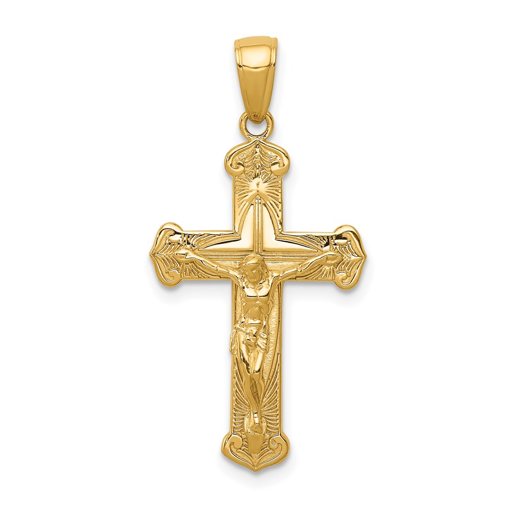K5568.jpg 14K Polished Textured Crucifix Pendant - Image 1