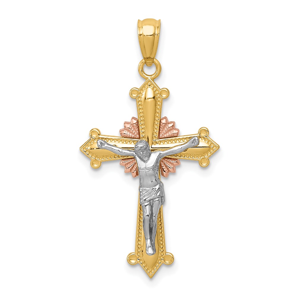 K5576.jpg 14K Tri-color Polished Crucifix Pendant - Image 1