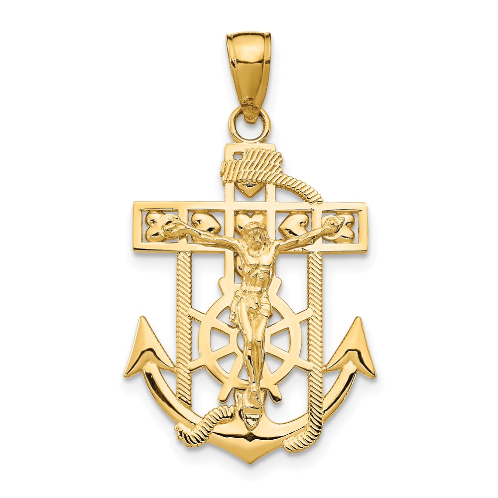 K5581.jpg 14K Polished Textured Mariners Crucifix Pendant - Image 1