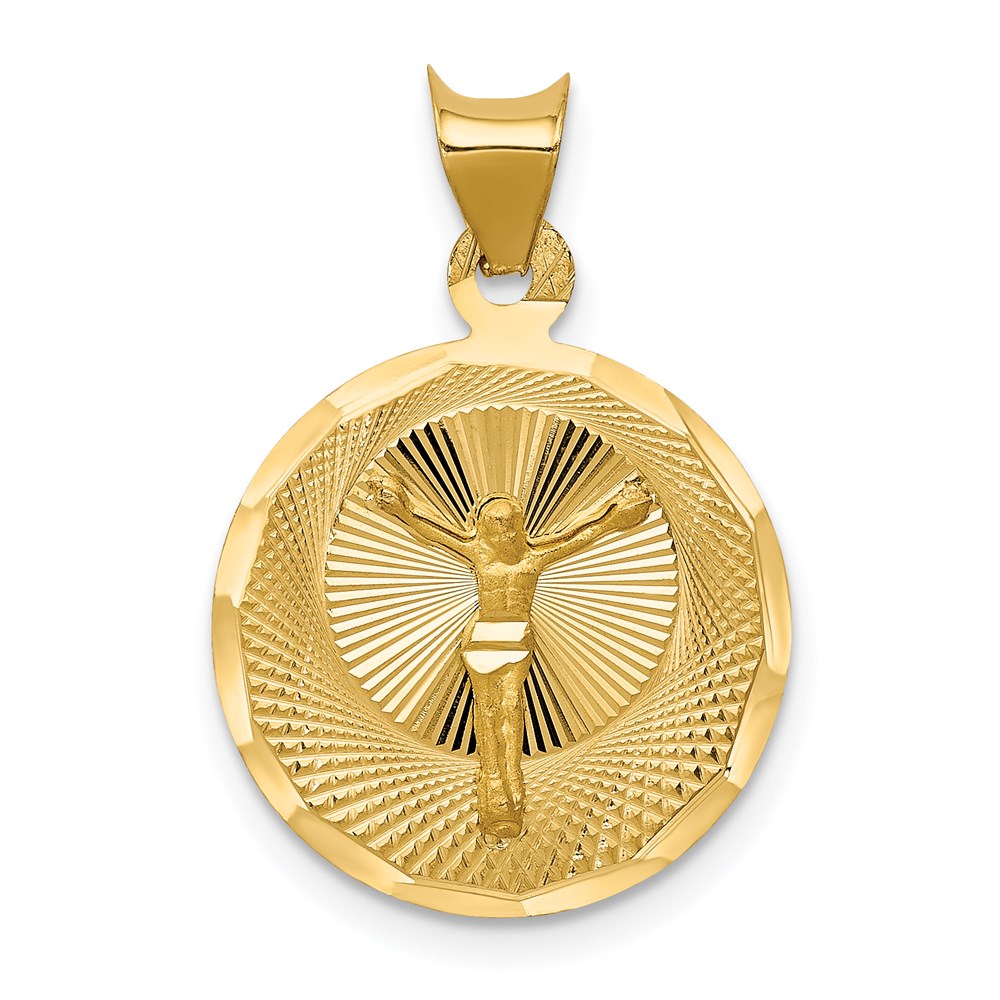 K5618.jpg 14K Polished Diamond-cut Corpus Circle Pendant - Image 1