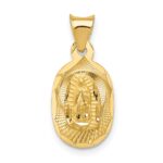 14K Polished Diamond-cut Semi-solid Our Lady Of Guadalupe Oval Pendant