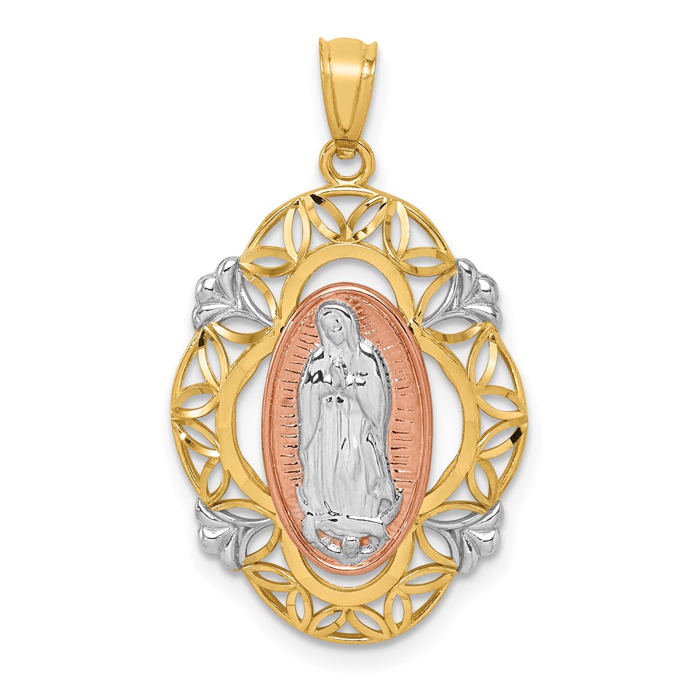 K5646.jpg 14K Two-tone with White Rhodium Our Lady of Guadalupe Pendant - Image 1
