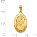 14k Polished and Satin Hollow Saint Anthony Oval Medal Pendant - Image 3