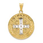 14k and White Rhodium Solid Large St. Benedict Medal Pendant - Image 3