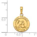 14K Polished Solid Saint Francis Medal Round Pendant - Image 4
