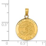 14k Polished and Satin Solid St. Michael Medal Round Pendant - Image 4
