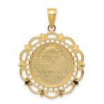 14k Polished Solid St. Michael Medal Scalloped Edge Round Pendant - Image 4