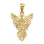 14K and White Rhodium Polished and Textured Angel Pendant - Image 3