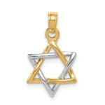 14K Two-tone Polished Star of David Pendant