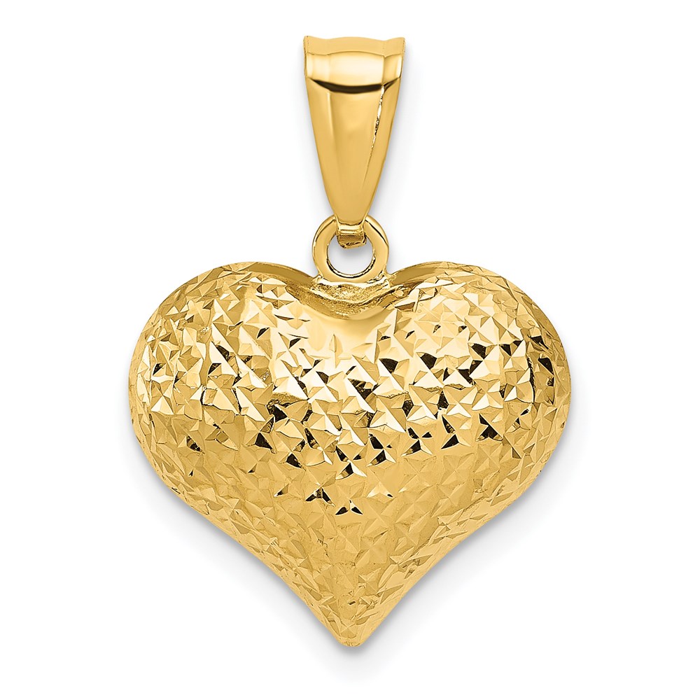 K5833.jpg 14K Polished and Textured 3-D Puffed Heart Pendant - Image 1