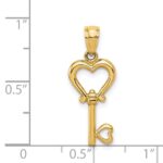 14k Polished 3D Heart Key Pendant - Image 4