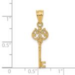 14K Polished Filigree Key Charm - Image 4