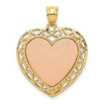 14K Two-tone Polished Engravable Lace Frame Heart Pendant