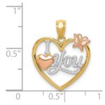 14k Two-tone with White Rhodium I LOVE YOU Heart with Butterfly Pendant - Image 4
