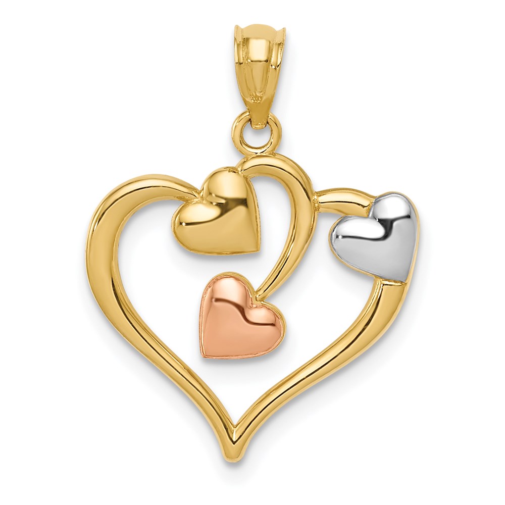 K5865.jpg 14K Two-tone and White Rhodium Polished Hearts Pendant - Image 1