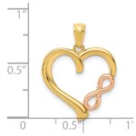 14K Two-tone Polished Infinity Heart Pendant - Image 4